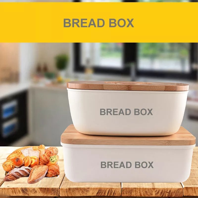 Kitchen Accessories Gadget Food Storage Container Bread Box Multifunction Plastic Large with Bamboo Europe Lid 2 in 1