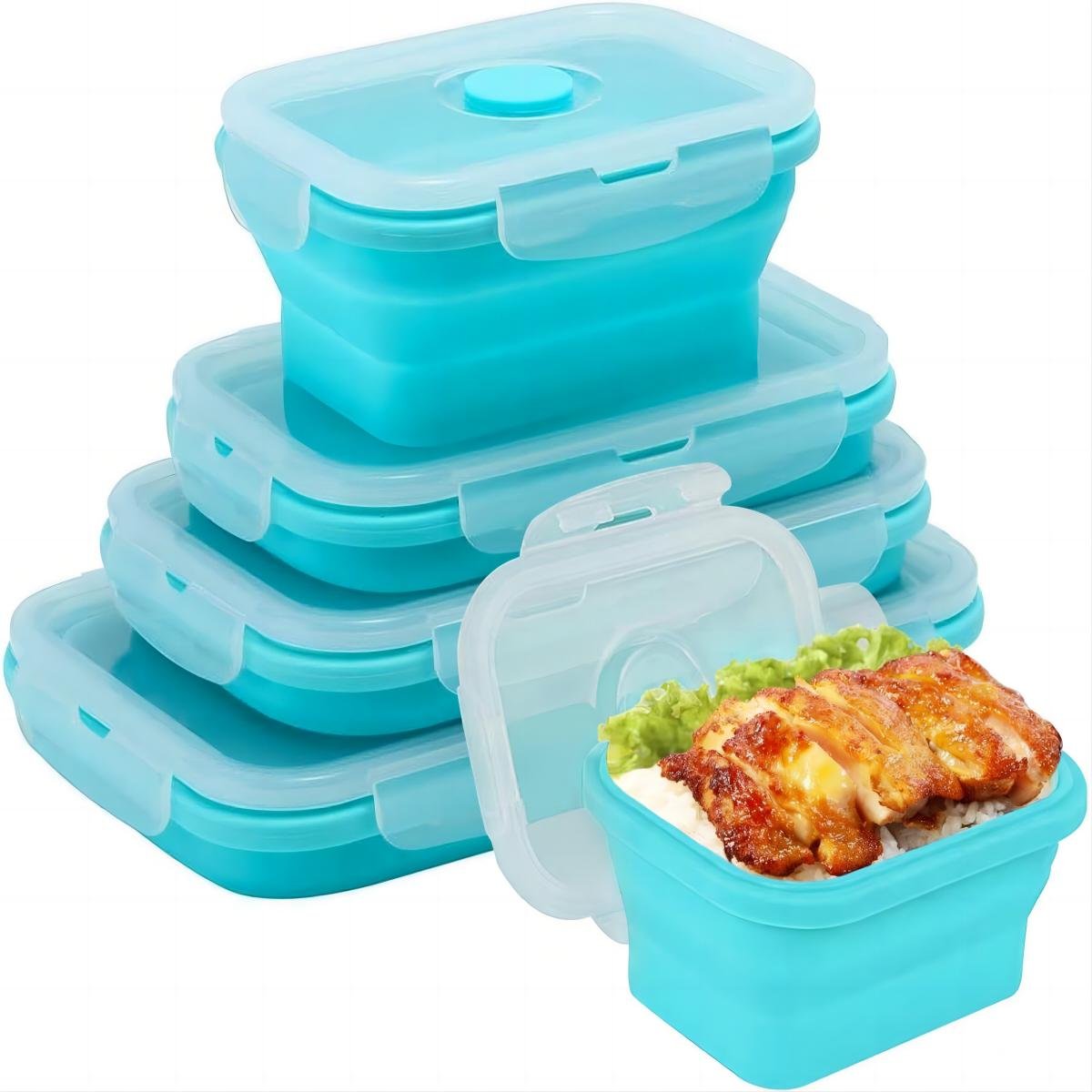 Hot Selling Modern Leak-Proof Kitchen Accessories BAR Free Silicone Foldable Reusable Lunch Box Container Bowl Storage Set Food