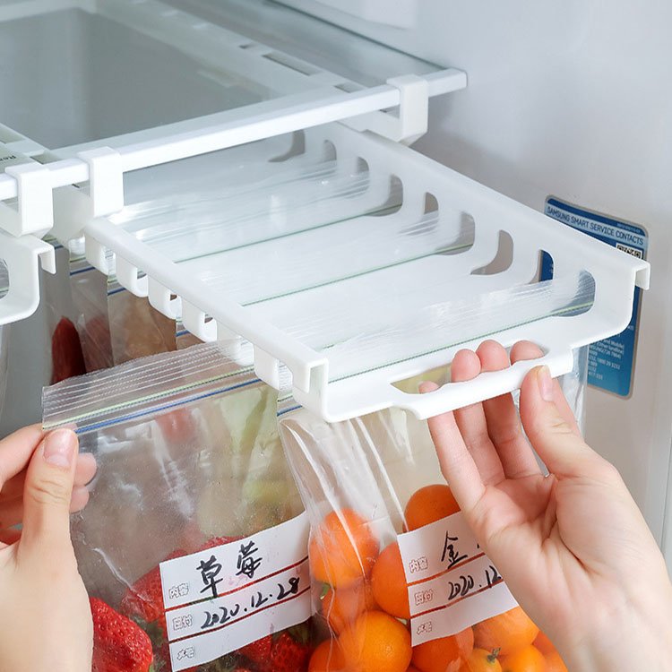 Hanging Storage Clip Sliding Rail Tray with Rack Holder for Food and Organize