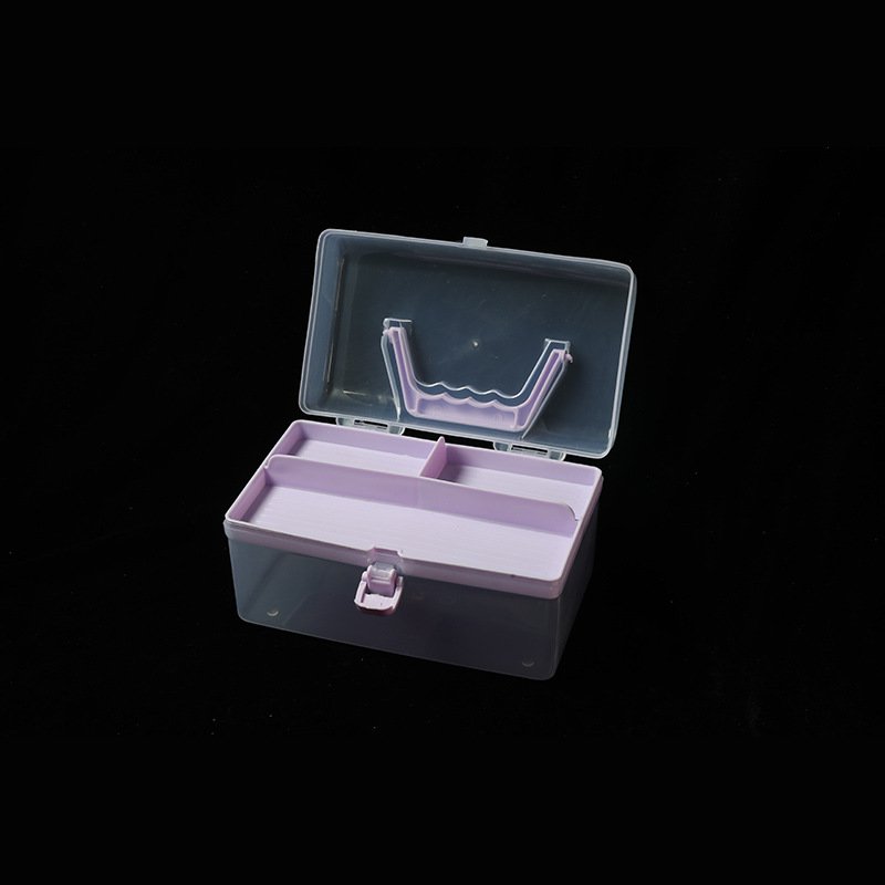 Multifunctional double-layer plastic transparent storage box portable stationery 2 layer manicure