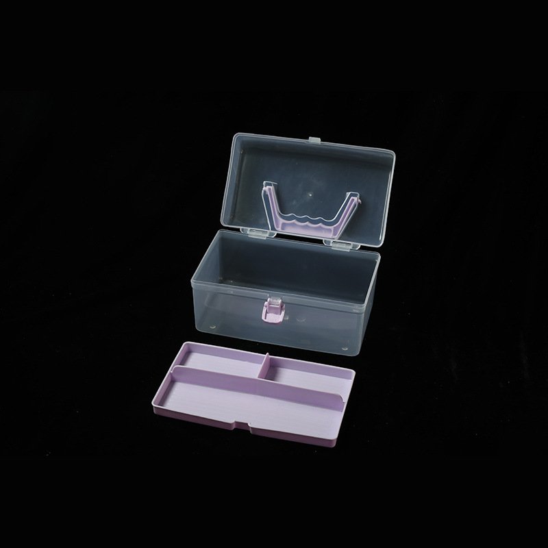 Multifunctional double-layer plastic transparent storage box portable stationery 2 layer manicure