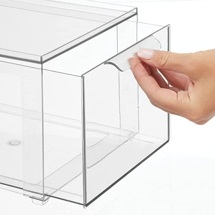 2-Pack Stackable Makeup Organizer Storage Drawers, PET clear Organizer for Vanity, sink,Pantry,Home Organizing and Storage