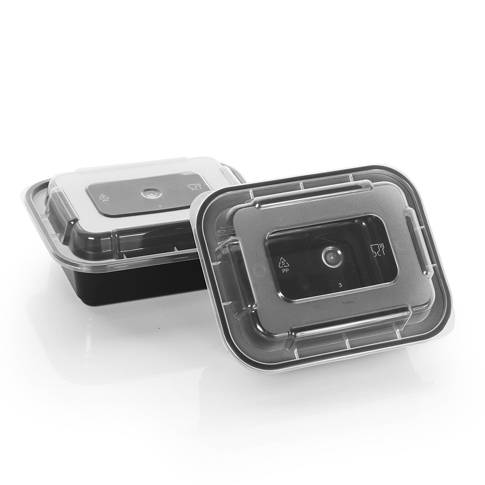 BPA Free Meal Prep Disposable Black PP Plastic Food Storage Container Box With Lids For Food