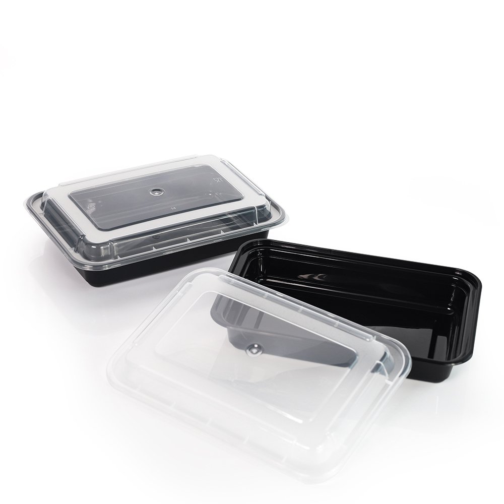 BPA Free Meal Prep Disposable Black PP Plastic Food Storage Container Box With Lids For Food