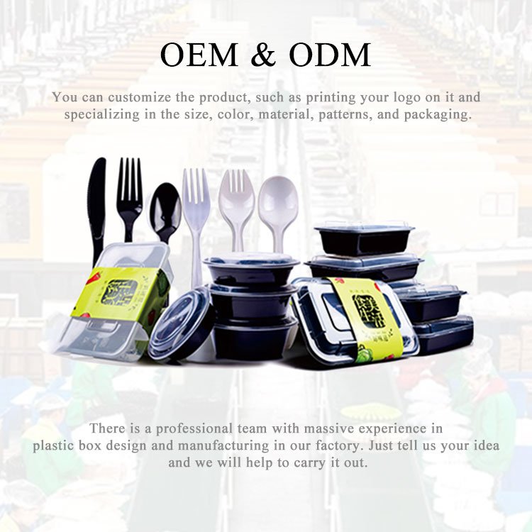 BPA Free Meal Prep Disposable Black PP Plastic Food Storage Container Box With Lids For Food