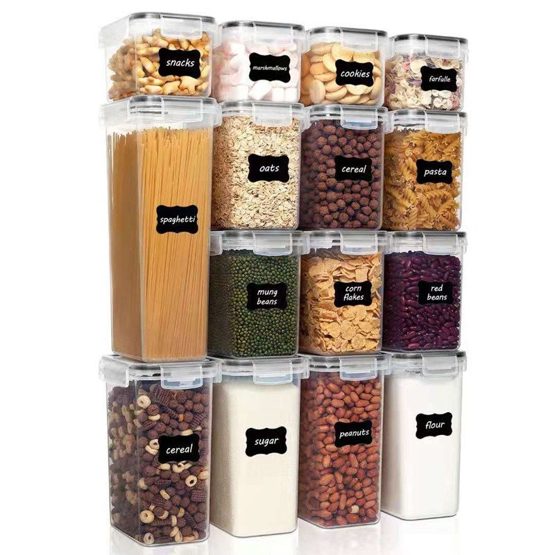 Plastic Clear Airtight Food Storage Containers with Lock Lids for Kitchen Organization 14 PC