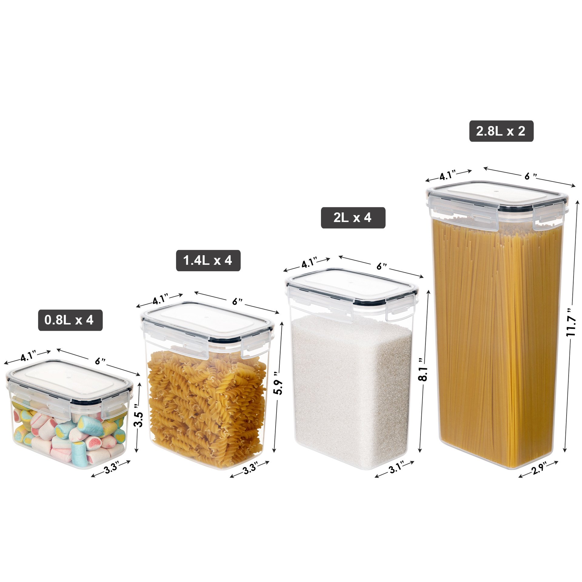 Plastic Clear Airtight Food Storage Containers with Lock Lids for Kitchen Organization 14 PC
