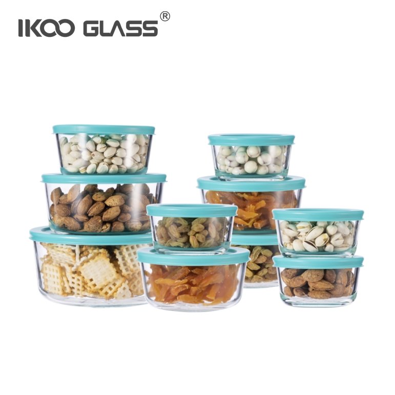 Free sample round glass containers 1000ml borosil lunch box with simple lid