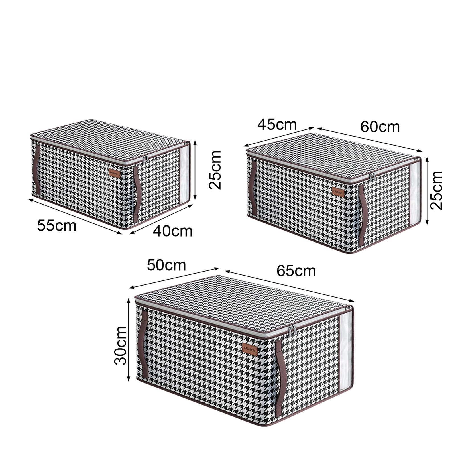 Collapsible Wardrobe Clothes Organizer Storage Box with Handles Zipper Lid Viewable Window Quilt Storage Bag 2023 Fabric PVC OEM