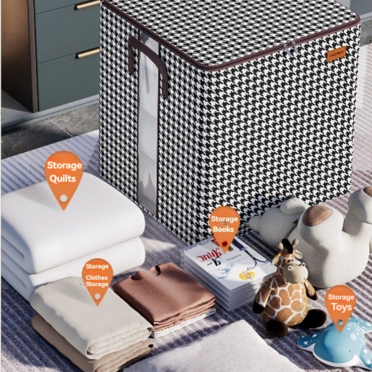 Hot-Selling Foldable Rectangle Storage Boxes Bins Quilt Bedding & Clothing Wardrobe Organizer Glossy Handle Design
