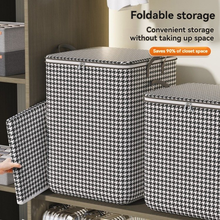 Hot-Selling Foldable Rectangle Storage Boxes Bins Quilt Bedding & Clothing Wardrobe Organizer Glossy Handle Design