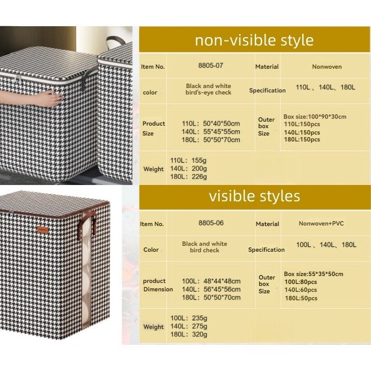 Hot-Selling Foldable Rectangle Storage Boxes Bins Quilt Bedding & Clothing Wardrobe Organizer Glossy Handle Design