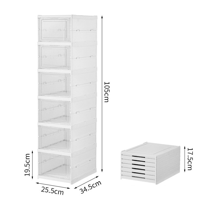 Wholesale Installation Free Transparent Storage Cabinet Bins Foldable Organizer Collapsible Clear Portable Shoe Rack Box