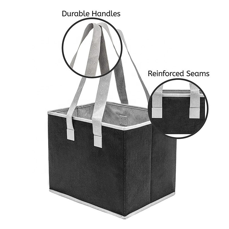 Non Woven Shoe Storage Organizer Bag Foldable Grocery Shopping Storage Box With Handle