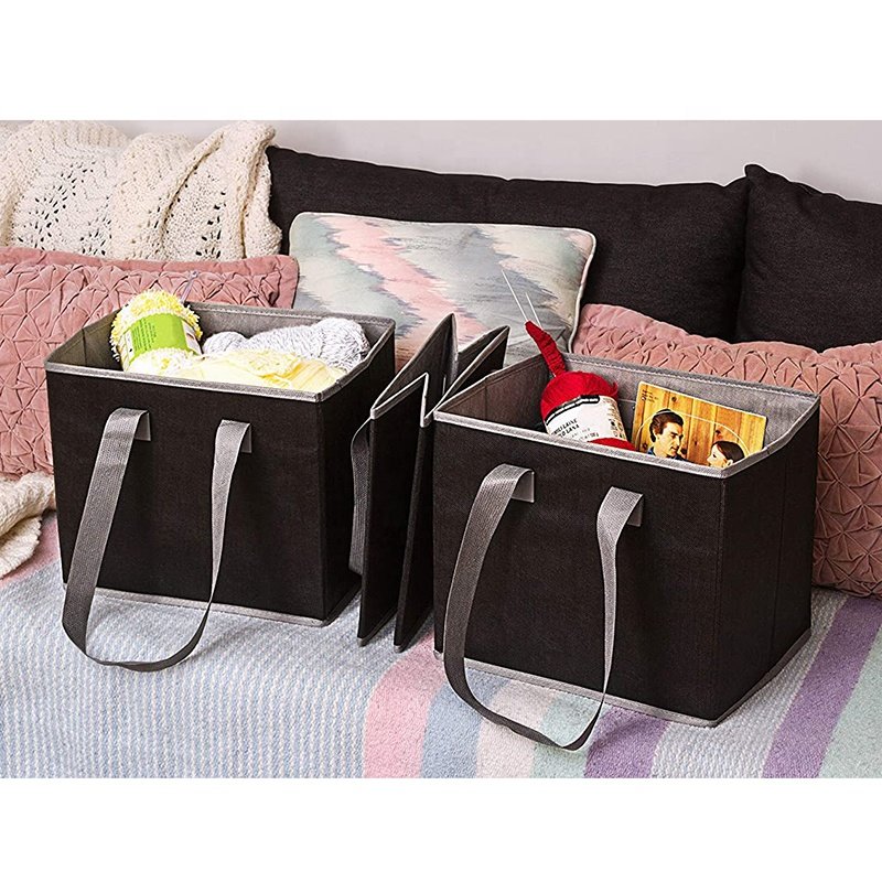 Non Woven Shoe Storage Organizer Bag Foldable Grocery Shopping Storage Box With Handle