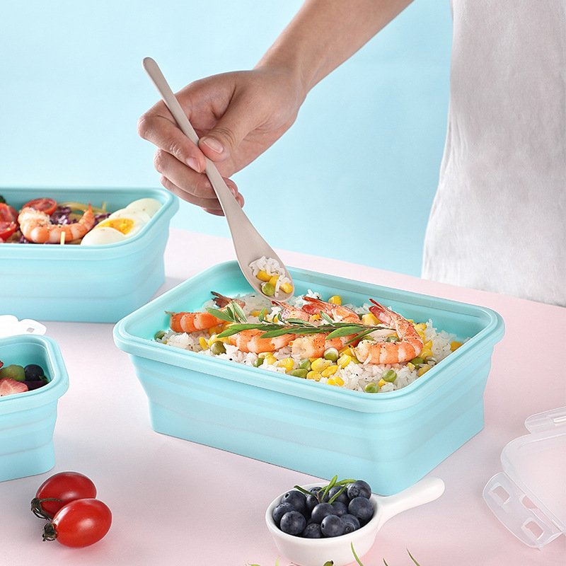 OKSILICONE Customized Silicone Food Storage Containers with BPA Free Airtight Plastic Lids Kids Lunch Box