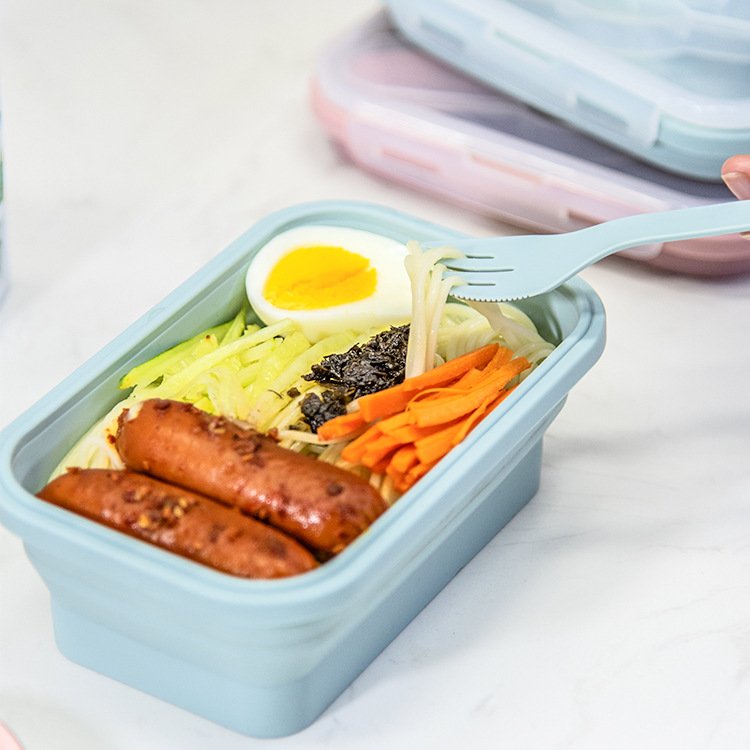 OKSILICONE Customized Silicone Food Storage Containers with BPA Free Airtight Plastic Lids Kids Lunch Box