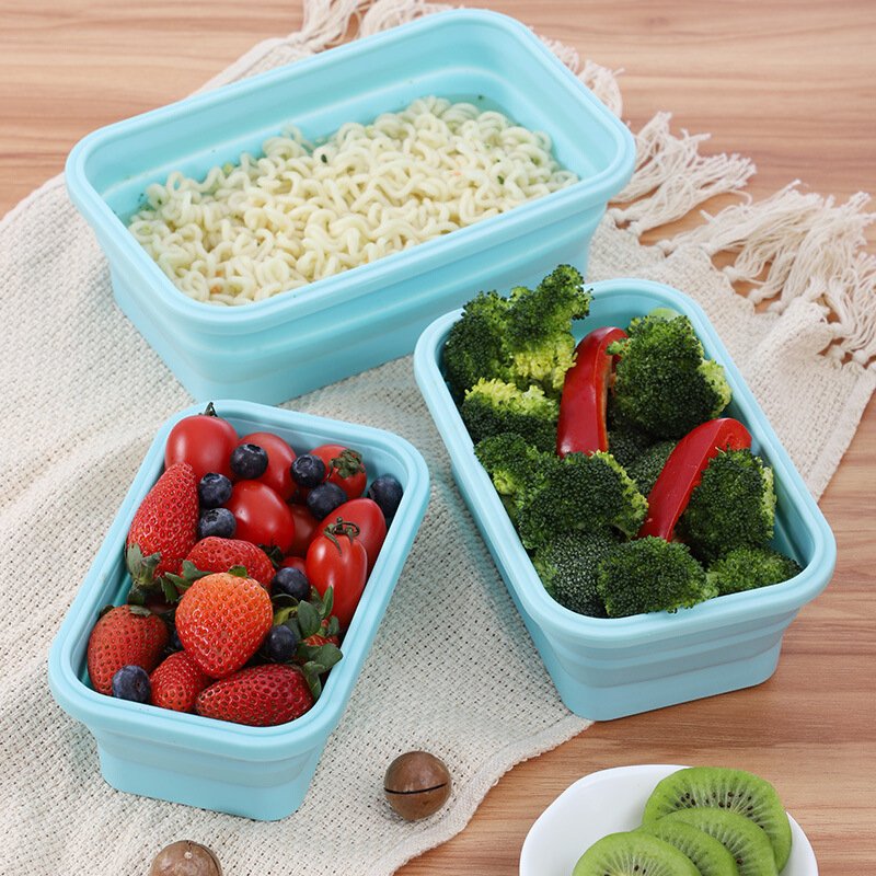OKSILICONE Customized Silicone Food Storage Containers with BPA Free Airtight Plastic Lids Kids Lunch Box