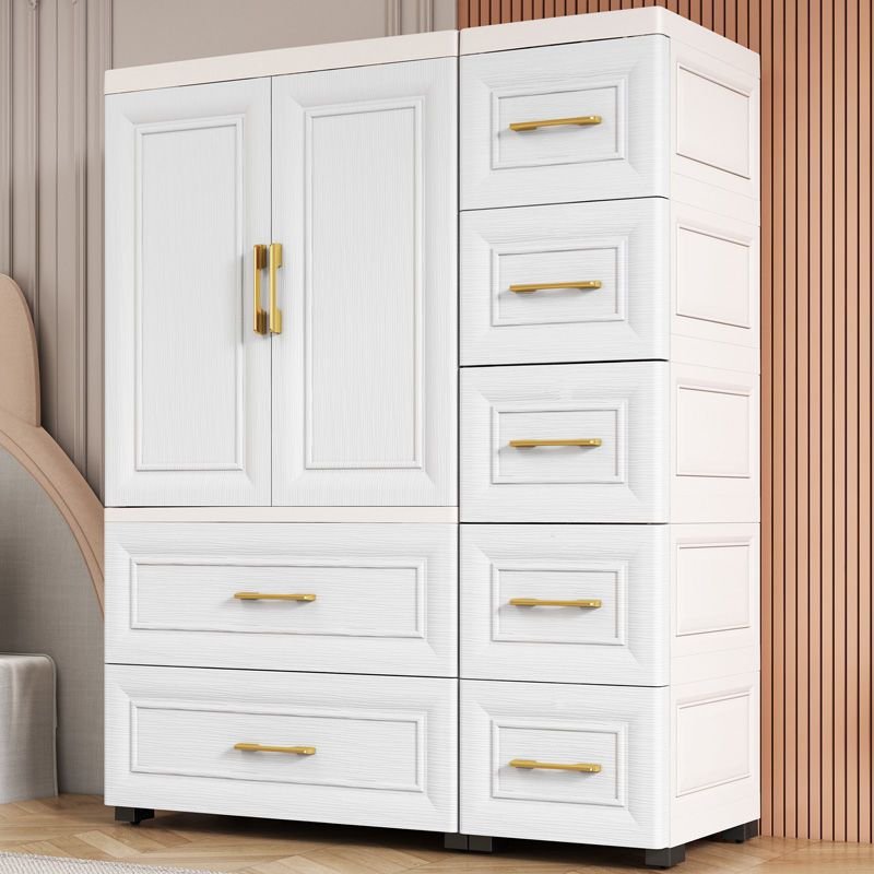 3-layers kitchen kids baby plastic storage clothes hanging design cabinet with drawers for bedroom living room for clothes