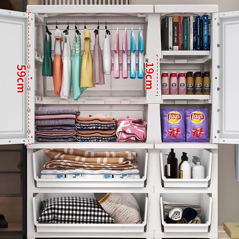 3-layers kitchen kids baby plastic storage clothes hanging design cabinet with drawers for bedroom living room for clothes