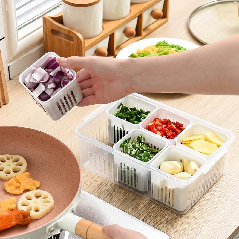 Storage box Household onion ginger garlic fresh-keeping box wholesale kitchen refrigerator fruit food fresh-keeping drain box