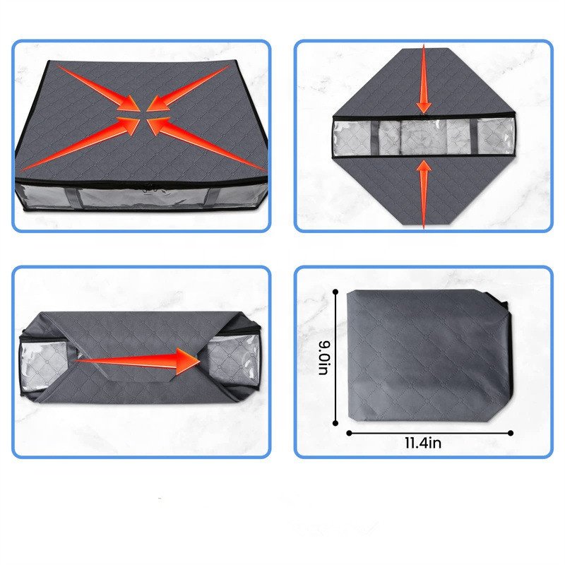 Heavy Duty Underbed Storage Bags Organizer folding Fabric Storage Containers for Comforters Blankets Storage Organizer