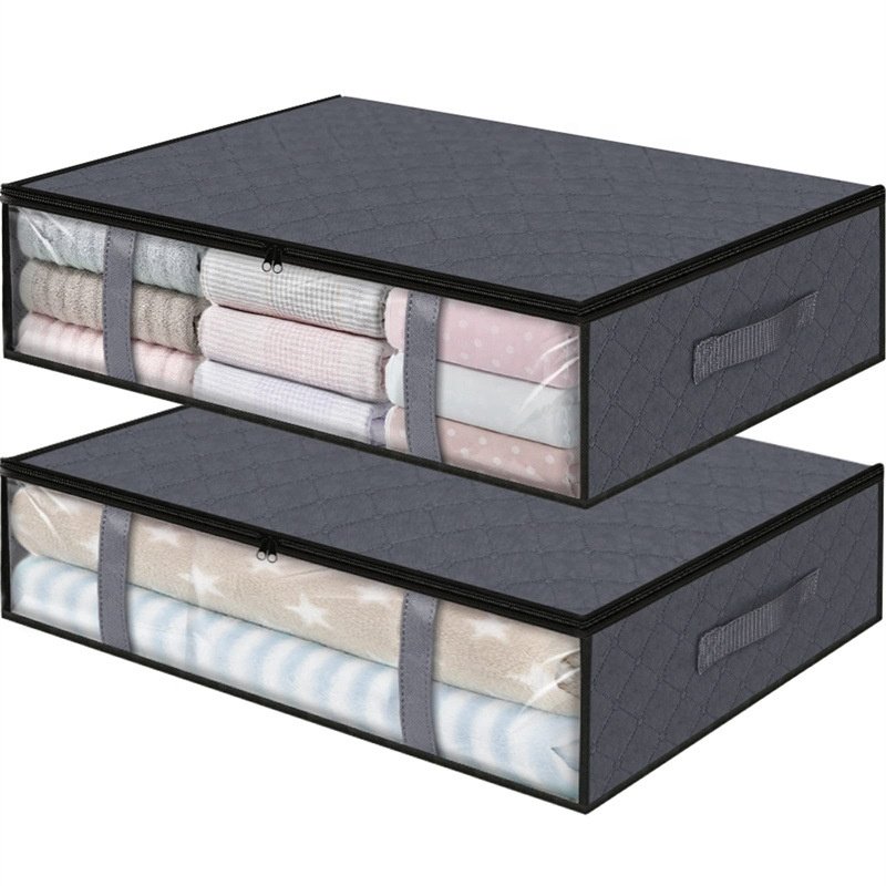 Heavy Duty Underbed Storage Bags Organizer folding Fabric Storage Containers for Comforters Blankets Storage Organizer