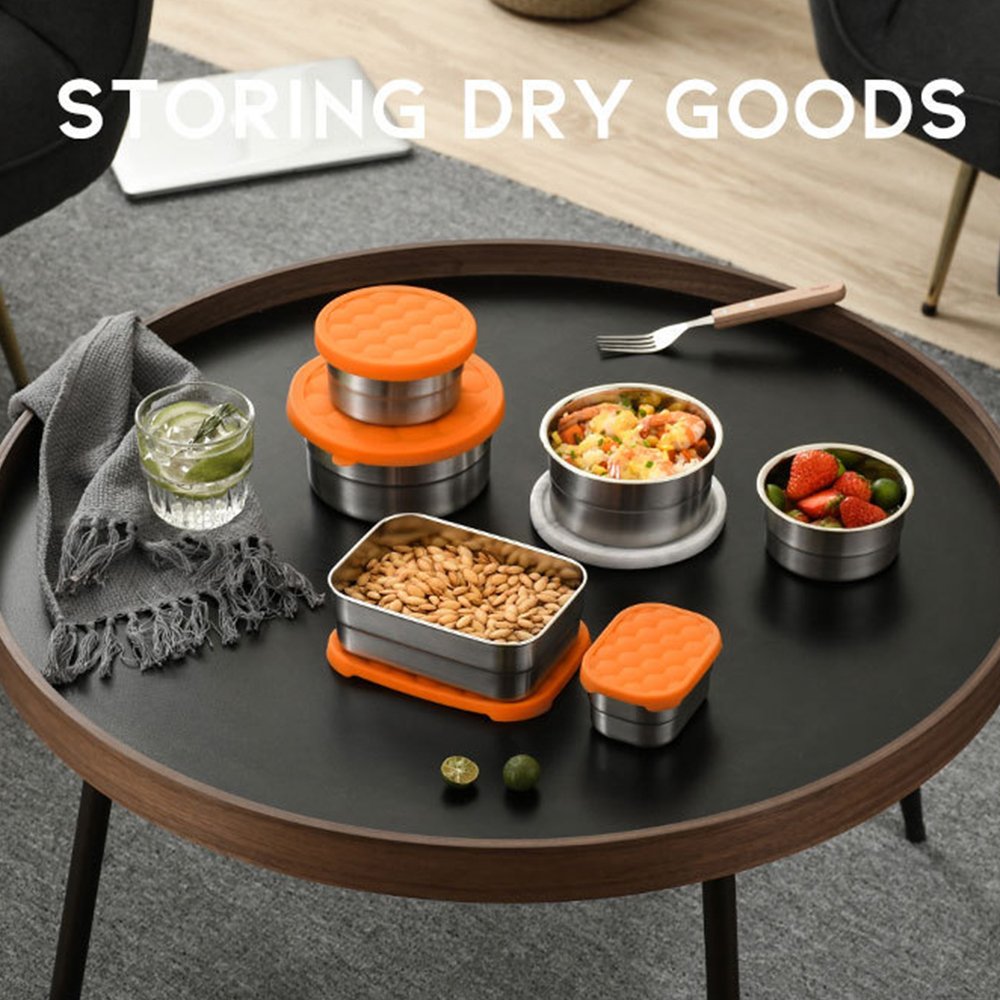Stainless Steel Snack Containers for Kids and Toddlers Small Food Containers with PP Lids Metal Lunch Box for Daycare and School