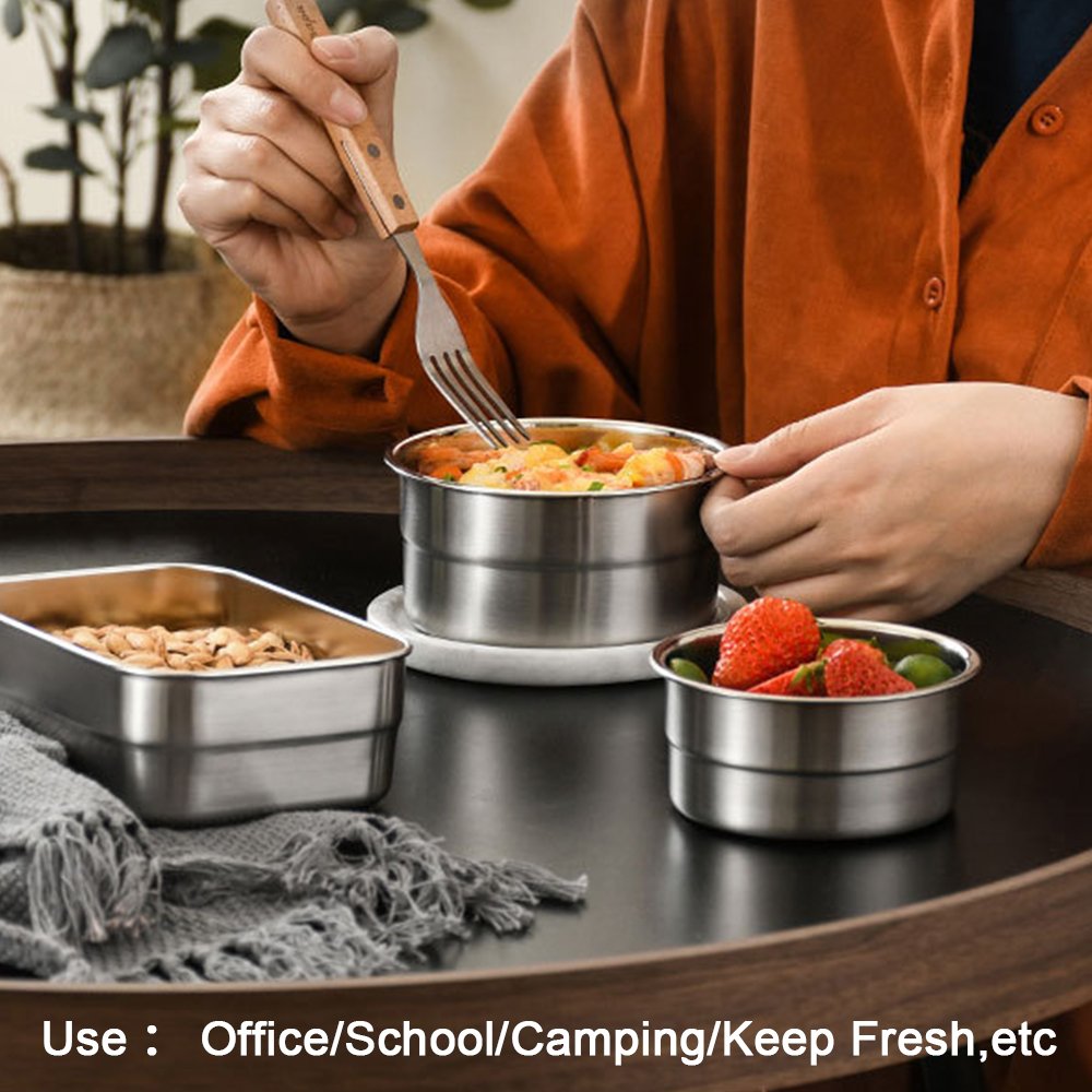 Stainless Steel Snack Containers for Kids and Toddlers Small Food Containers with PP Lids Metal Lunch Box for Daycare and School