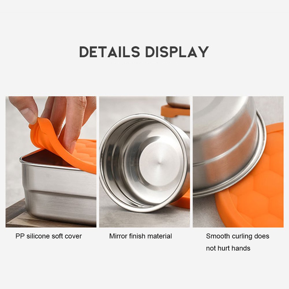 Stainless Steel Snack Containers for Kids and Toddlers Small Food Containers with PP Lids Metal Lunch Box for Daycare and School