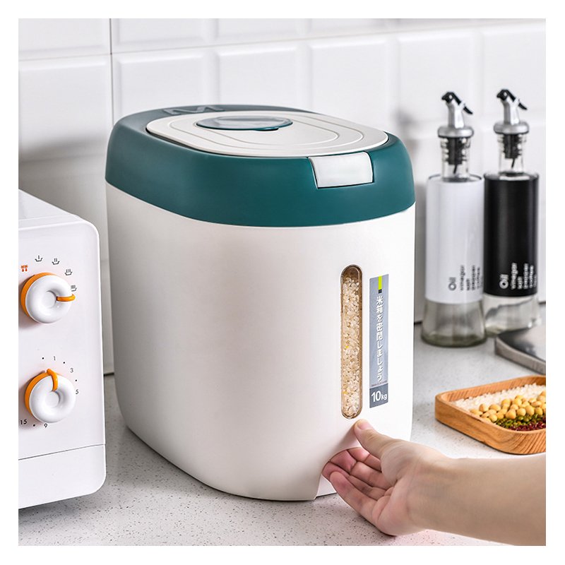 Food Grain Storage Container Large Capacity 6-Grid Rice Dispenser 10kg Rotatable Sealed Grain Food Storage Box Rice Bucket