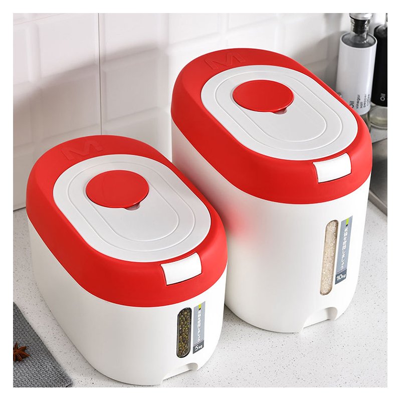 Food Grain Storage Container Large Capacity 6-Grid Rice Dispenser 10kg Rotatable Sealed Grain Food Storage Box Rice Bucket