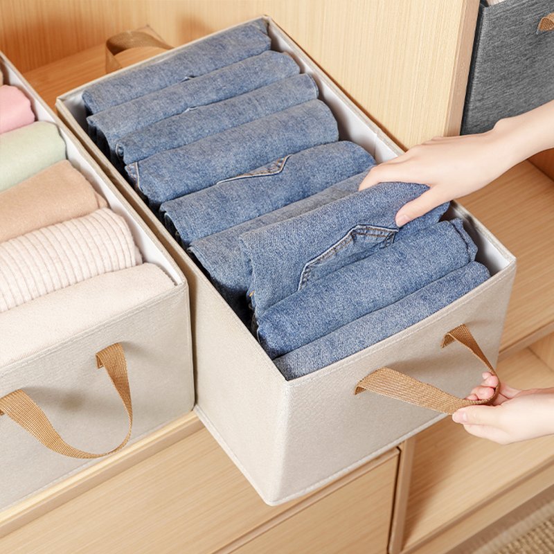 PP Storage Bins & Boxes Fabric Storage Box Foldable of Desktop Collapsible Storage Bins with Handle Folding Closet Organizer