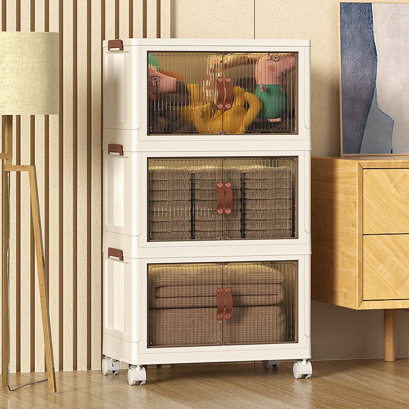 Sell wel Large Plastic Storage Box with Lid Collapsible Storage Bins with Double Stackable Folding Container Organizer Cube