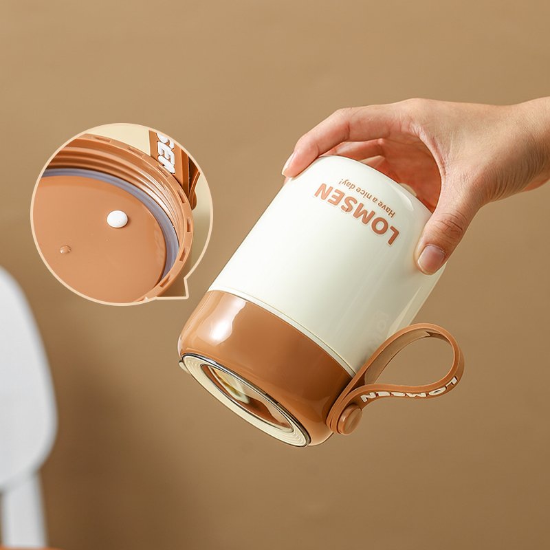 Portable 15.5oz hot food thermos vacuum soup container breakfast cup 304 stainless steel food jar with spoon insulated bag