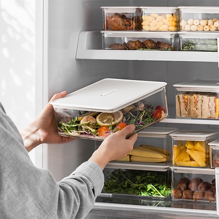 Fridge Storage Unit Container Set Clear Storage Bins Box for Food