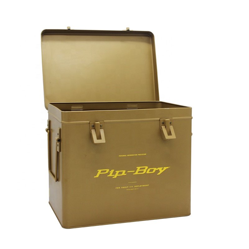 Wholesale Rectangular Large Food Tin Container Metal Storage Box With Handle