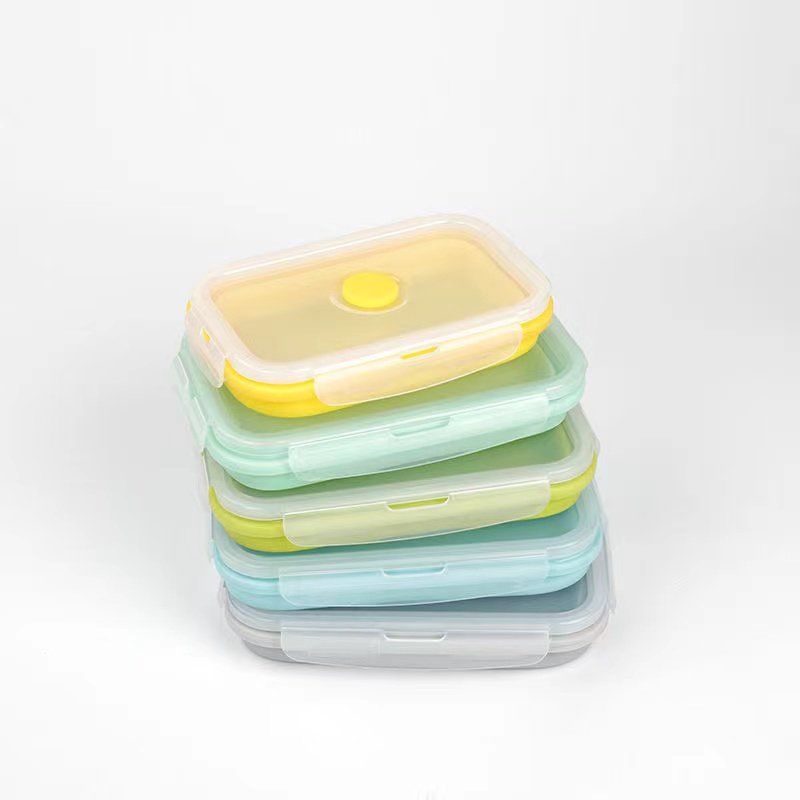 Wholesale custom Bpa free silicone lunch box set folding collapsible food storage container with lid