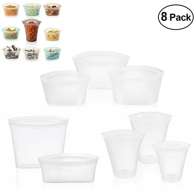 Factory Outlet Kid Snack Cup Containers Silicone Meal Prep Container Cups Reusable Food Storage Bags Set