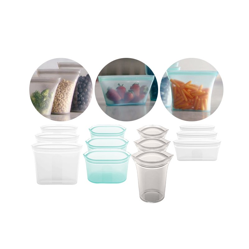 Factory Outlet Kid Snack Cup Containers Silicone Meal Prep Container Cups Reusable Food Storage Bags Set