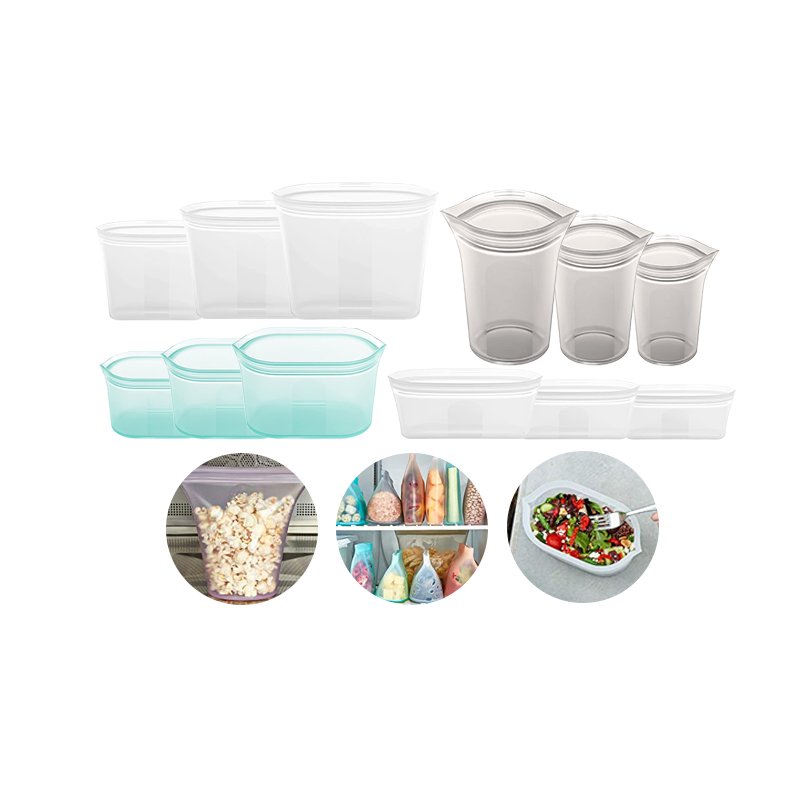 Factory Outlet Kid Snack Cup Containers Silicone Meal Prep Container Cups Reusable Food Storage Bags Set