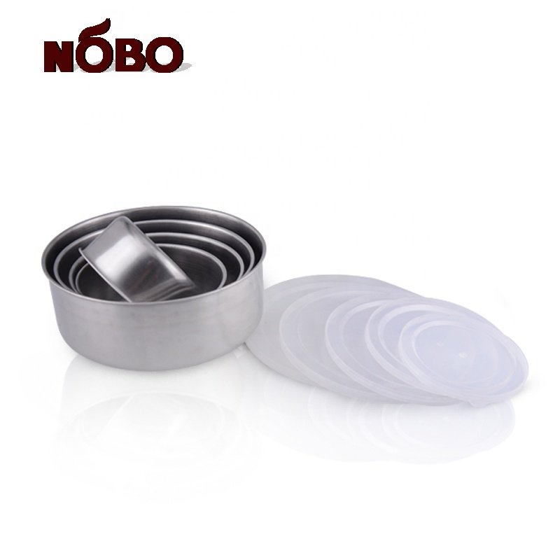Popular household office kitchen stainless steel round rice food container storage box with plastic lid