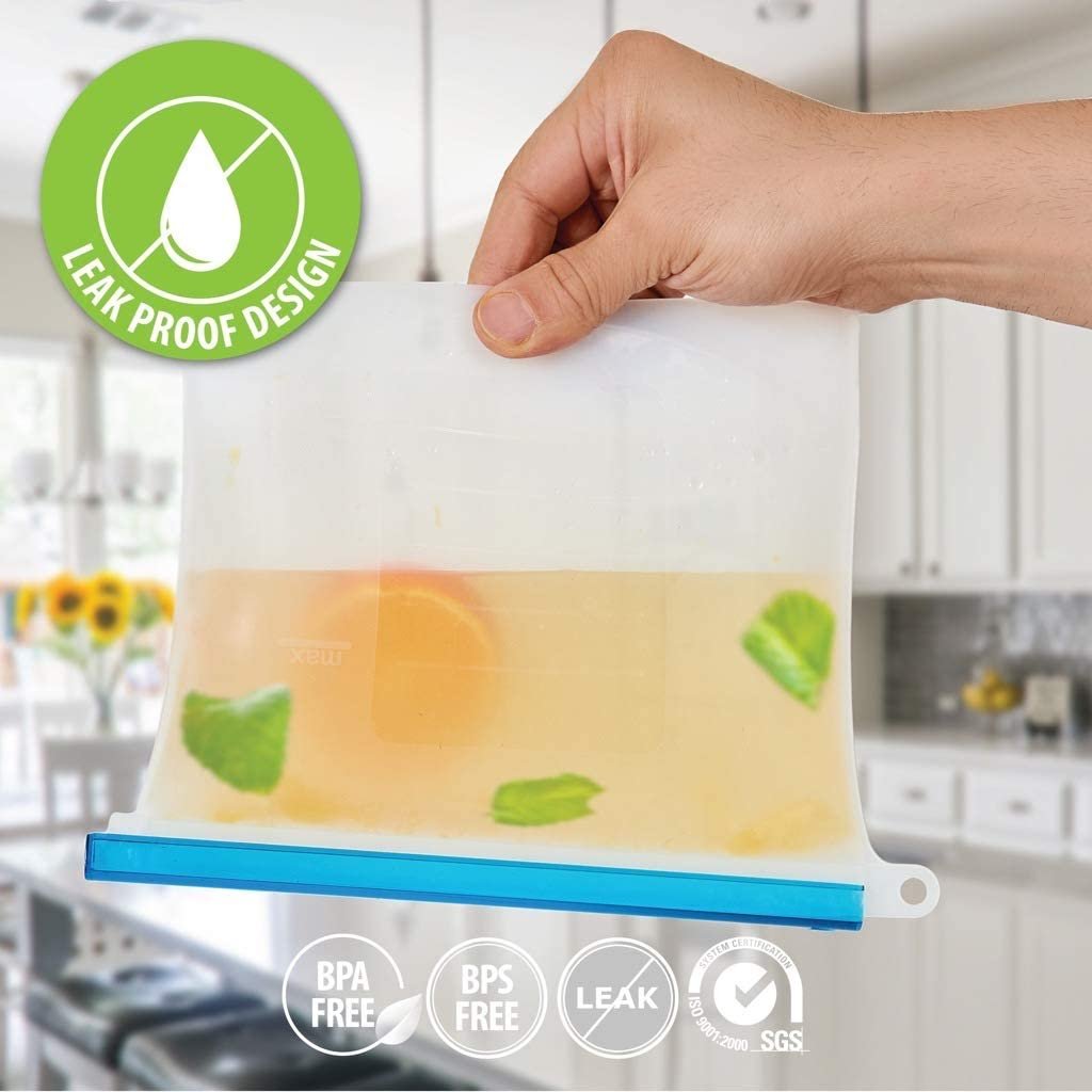 Eco-Friendly Silicone Food Storage Bag Versatile Cooking Reusable Airtight Seal Food Bag with Bags Holder