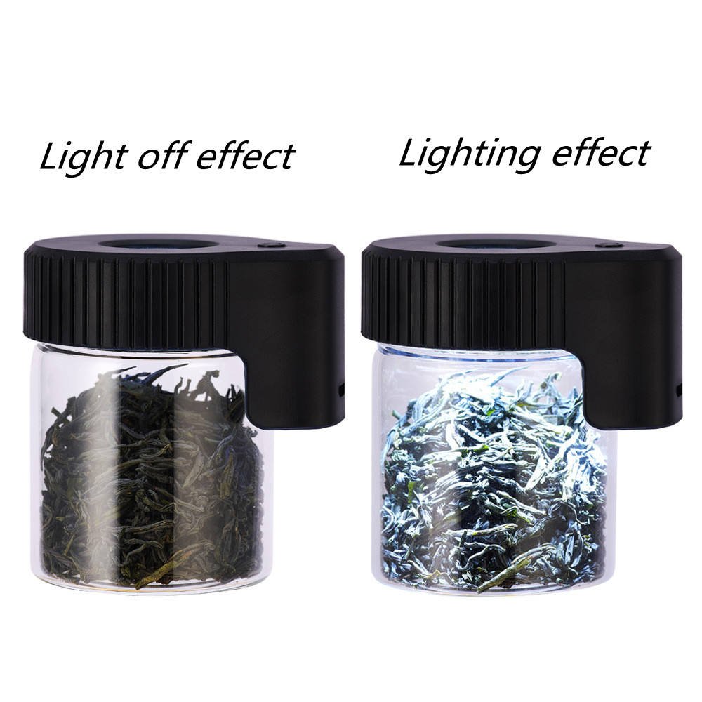 2024 WN High quality light up Air Tight Storage custom logo Led Transparent Magnifying Glass cooki Jar Herb Stash Container MAG Jar