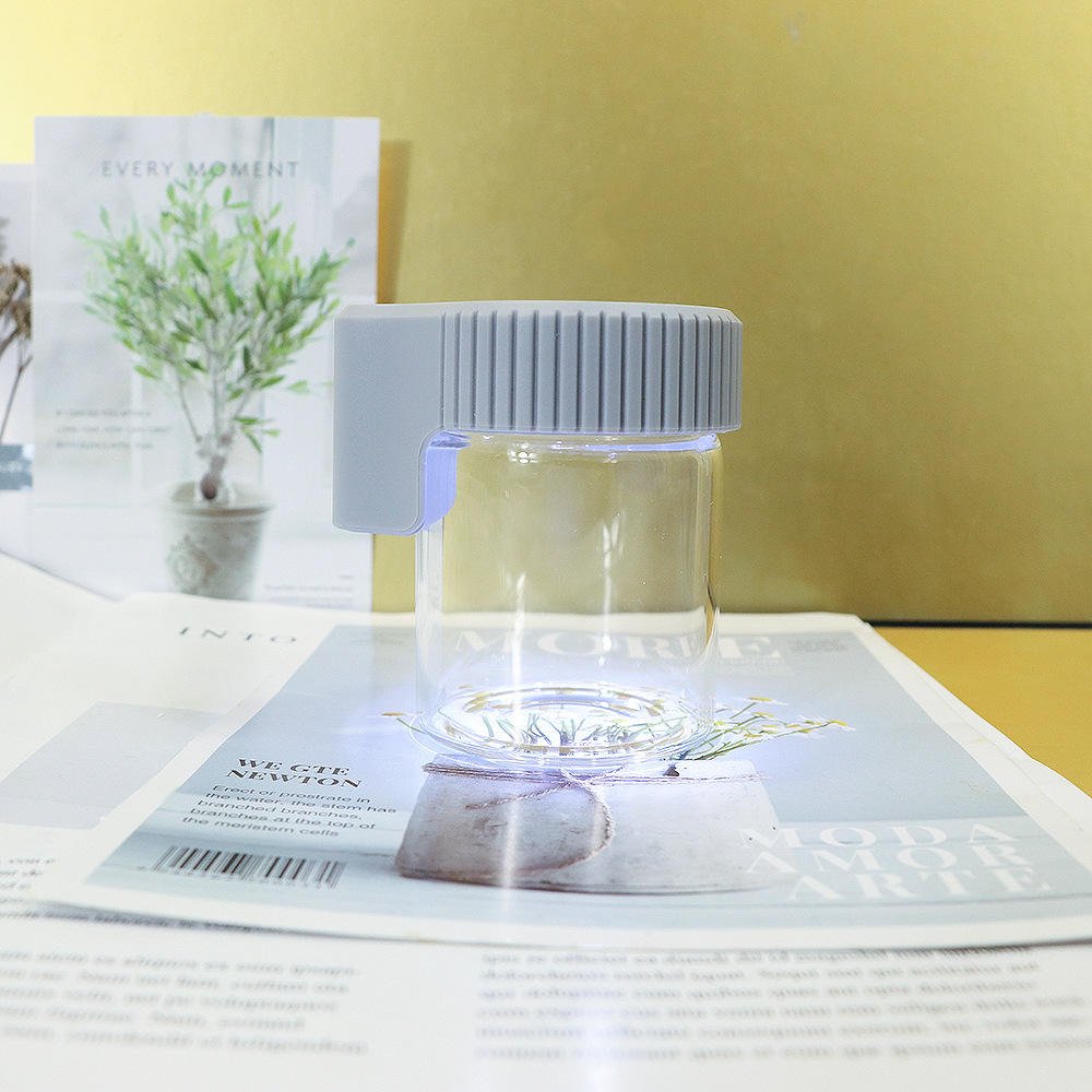 2024 WN High quality light up Air Tight Storage custom logo Led Transparent Magnifying Glass cooki Jar Herb Stash Container MAG Jar