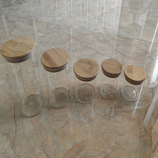 Custom Hot Sale Clear Borosilicate Glass food Storage jar with Lid