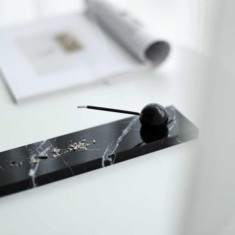 stonekocc Brand Incense Holder Black Marble Tray Incense Burner Modern Minimalist Home Deco And Desk Incense Stick Holder