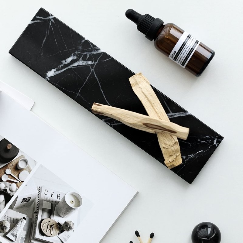 stonekocc Brand Incense Holder Black Marble Tray Incense Burner Modern Minimalist Home Deco And Desk Incense Stick Holder