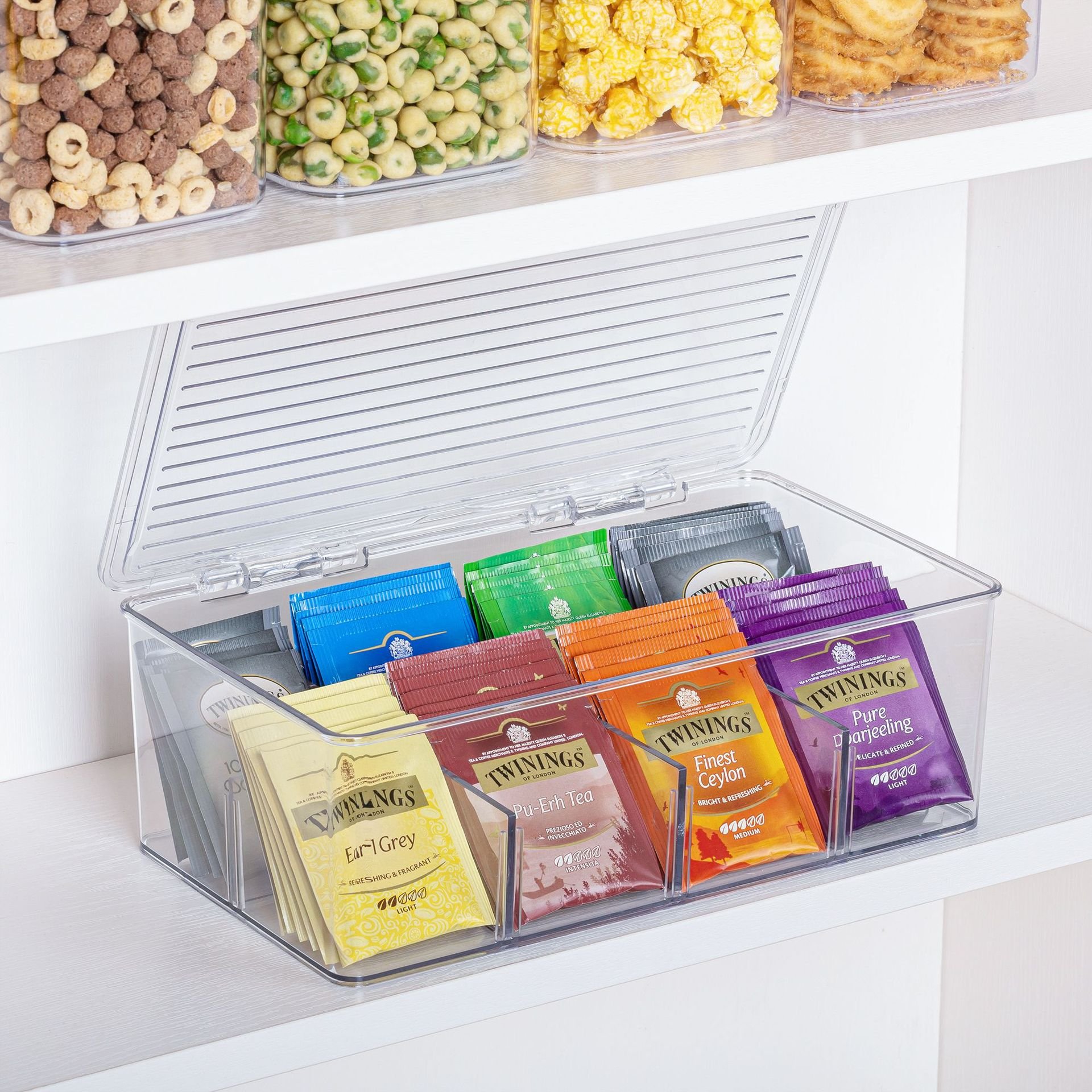 Choice Fun transparent PET Tea Bag Storage Organizer Tea Organizer Clear Storage Bins kitchen storage box With Lid