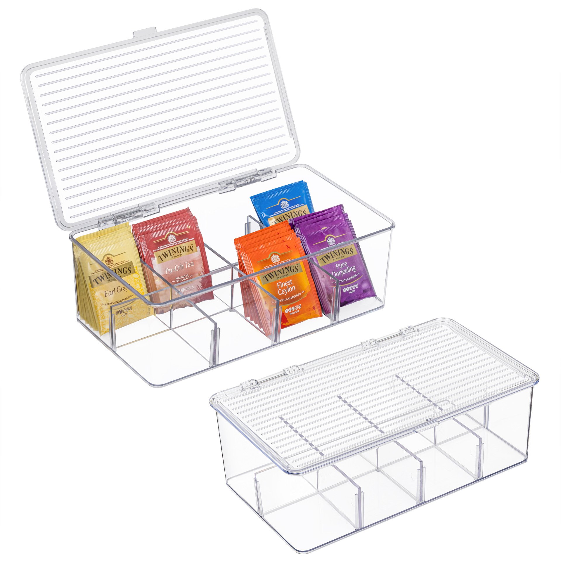 Choice Fun transparent PET Tea Bag Storage Organizer Tea Organizer Clear Storage Bins kitchen storage box With Lid